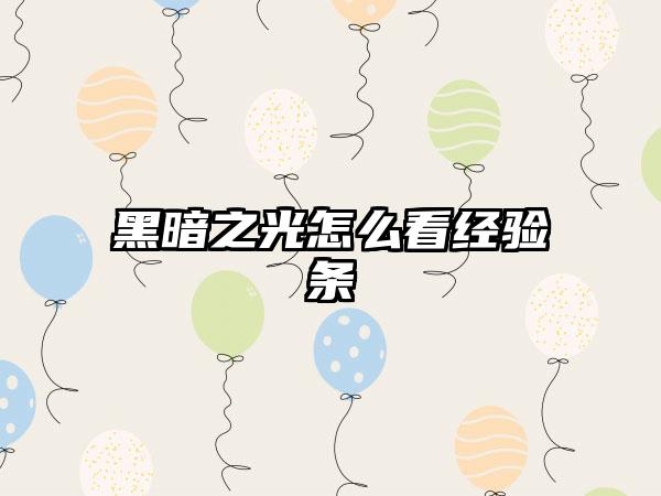 黑暗之光怎么看经验条