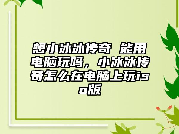 想小冰冰传奇 能用电脑玩吗，小冰冰传奇怎么在电脑上玩iso版
