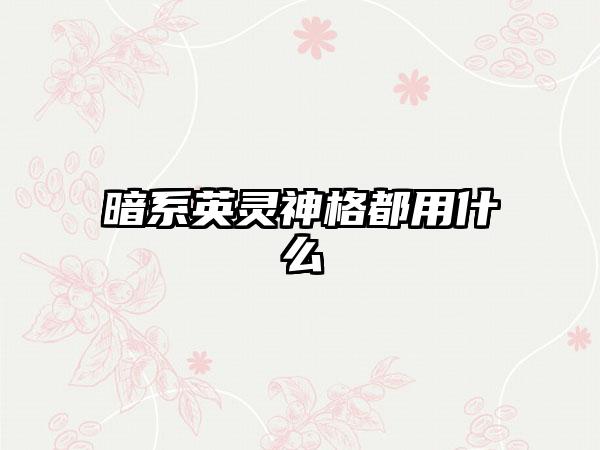 暗系英灵神格都用什么