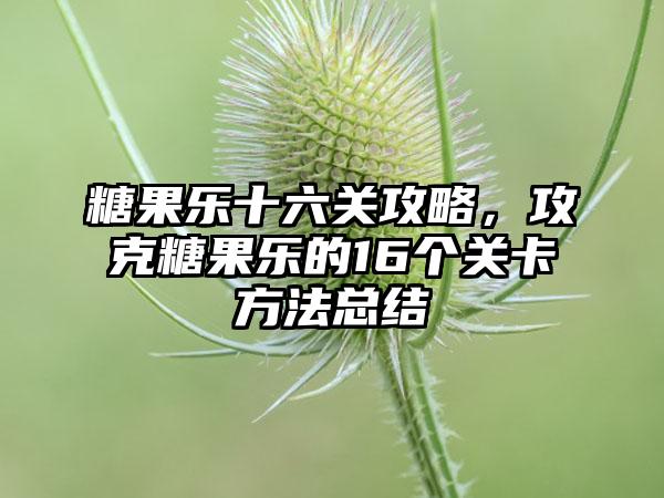 糖果乐十六关攻略，攻克糖果乐的16个关卡方法总结