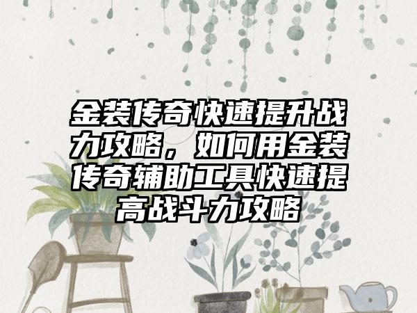 金装传奇快速提升战力攻略，如何用金装传奇辅助工具快速提高战斗力攻略
