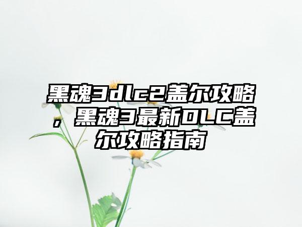 黑魂3dlc2盖尔攻略，黑魂3最新DLC盖尔攻略指南