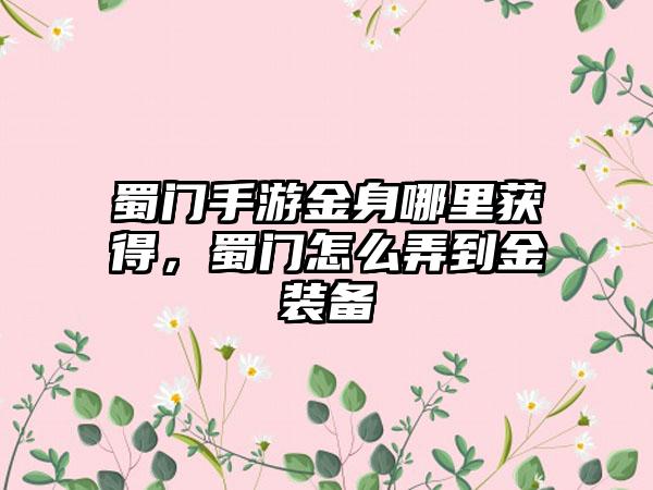 蜀门手游金身哪里获得，蜀门怎么弄到金装备