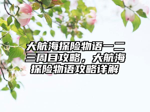 大航海探险物语一二三周目攻略，大航海探险物语攻略详解