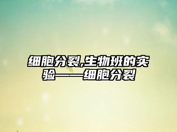 细胞分裂,生物班的实验——细胞分裂