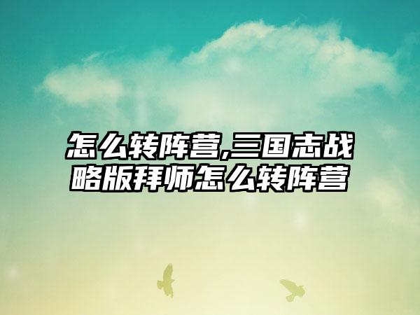怎么转阵营,三国志战略版拜师怎么转阵营