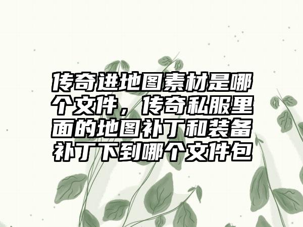 传奇进地图素材是哪个文件，传奇私服里面的地图补丁和装备补丁下到哪个文件包