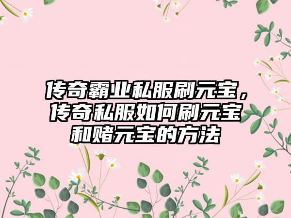 传奇霸业私服刷元宝，传奇私服如何刷元宝和赌元宝的方法