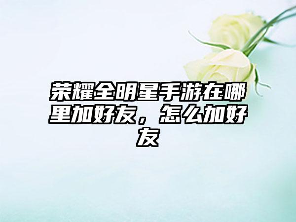 荣耀全明星手游在哪里加好友，怎么加好友