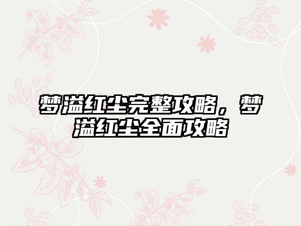 梦溢红尘完整攻略，梦溢红尘全面攻略