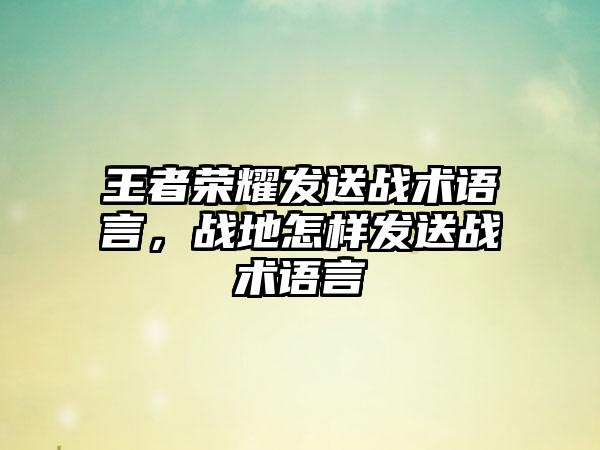 王者荣耀发送战术语言，战地怎样发送战术语言