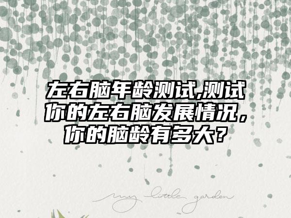 左右脑年龄测试,测试你的左右脑发展情况，你的脑龄有多大？