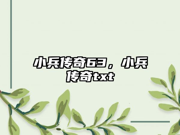 小兵传奇63，小兵传奇txt