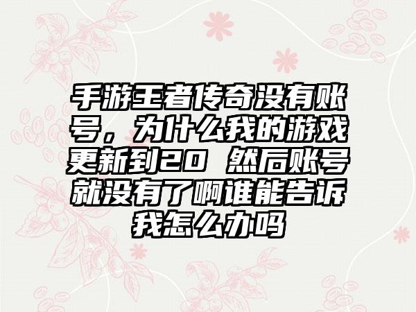 手游王者传奇没有账号，为什么我的游戏更新到20 然后账号就没有了啊谁能告诉我怎么办吗