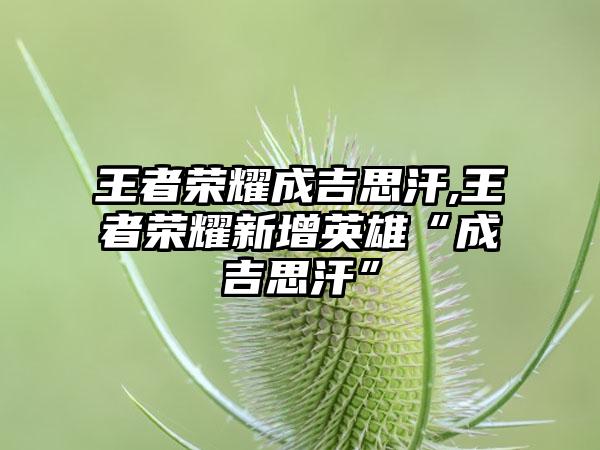 王者荣耀成吉思汗,王者荣耀新增英雄“成吉思汗”