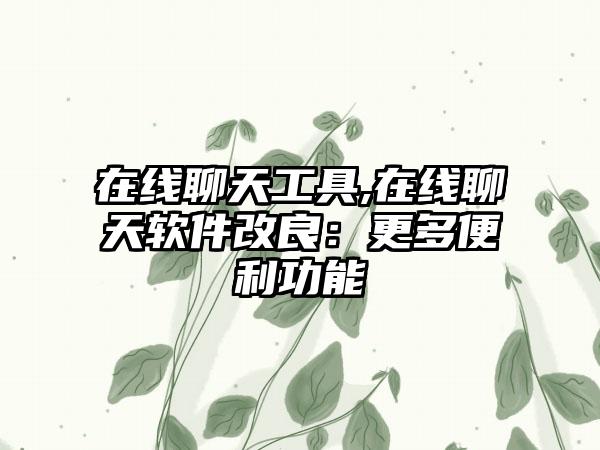 在线聊天工具,在线聊天软件改良：更多便利功能
