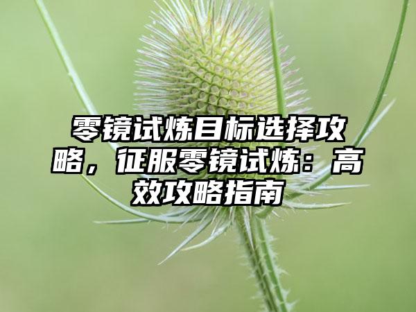 零镜试炼目标选择攻略，征服零镜试炼：高效攻略指南