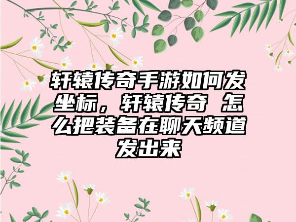 轩辕传奇手游如何发坐标，轩辕传奇 怎么把装备在聊天频道发出来