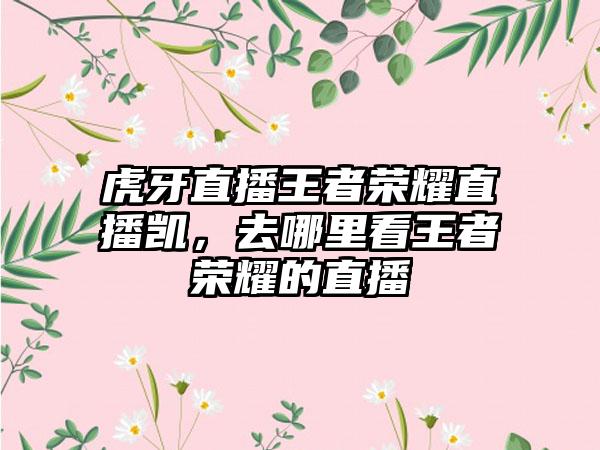 虎牙直播王者荣耀直播凯，去哪里看王者荣耀的直播