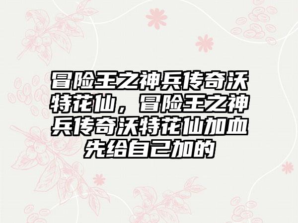 冒险王之神兵传奇沃特花仙，冒险王之神兵传奇沃特花仙加血先给自己加的
