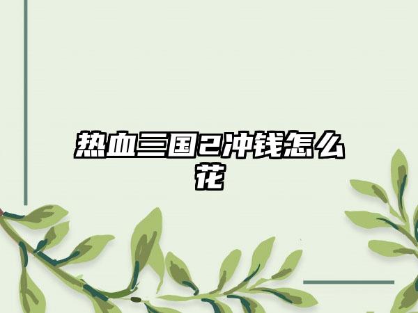 热血三国2冲钱怎么花