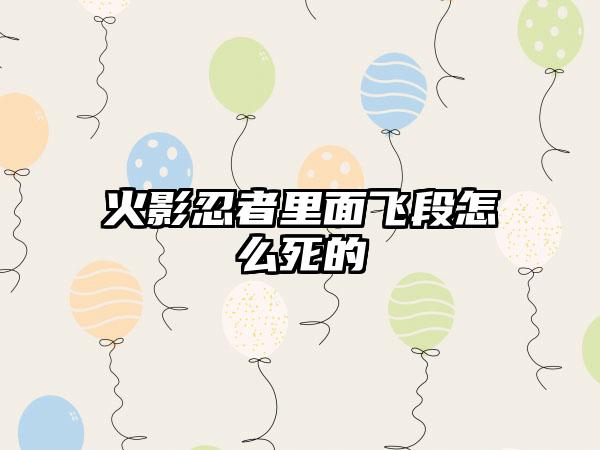 火影忍者里面飞段怎么死的