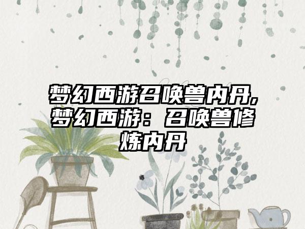 梦幻西游召唤兽内丹,梦幻西游：召唤兽修炼内丹