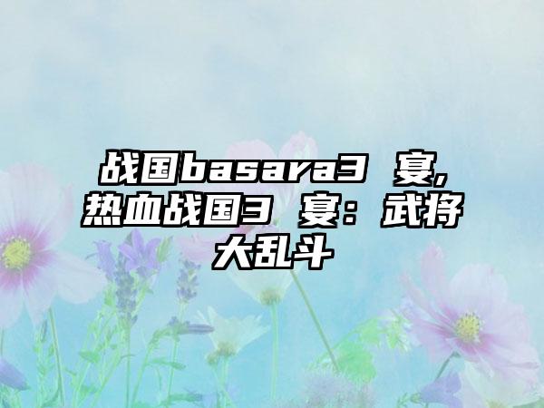战国basara3 宴,热血战国3 宴：武将大乱斗