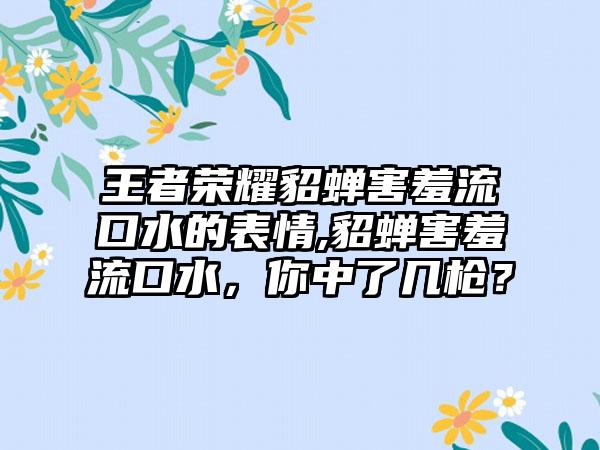 王者荣耀貂蝉害羞流口水的表情,貂蝉害羞流口水，你中了几枪？