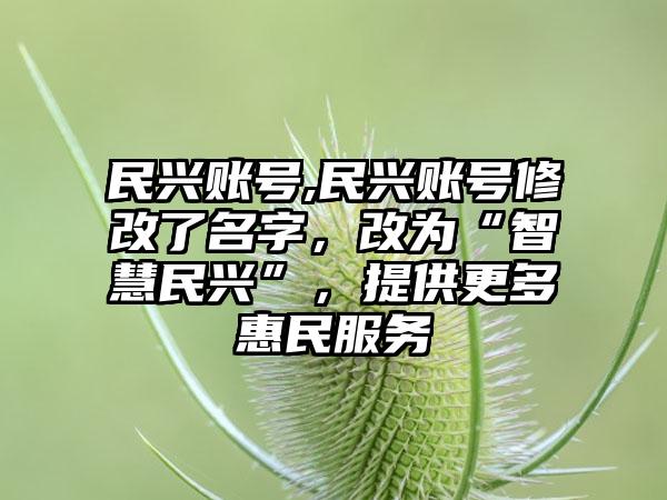 民兴账号,民兴账号修改了名字，改为“智慧民兴”，提供更多惠民服务