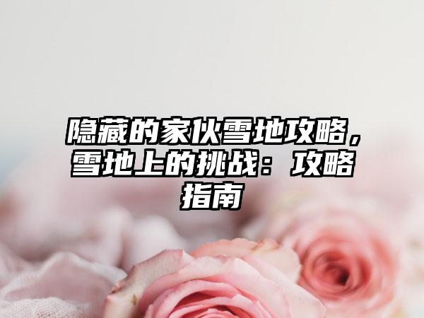 隐藏的家伙雪地攻略，雪地上的挑战：攻略指南