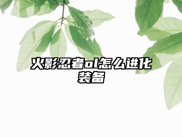 火影忍者ol怎么进化装备