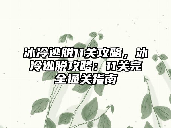 冰冷逃脱11关攻略，冰冷逃脱攻略：11关完全通关指南