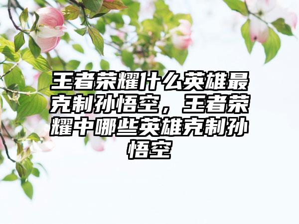 王者荣耀什么英雄最克制孙悟空，王者荣耀中哪些英雄克制孙悟空