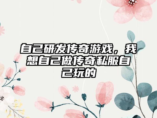 自己研发传奇游戏，我想自己做传奇私服自己玩的