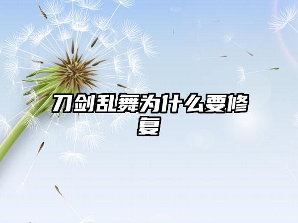 刀剑乱舞为什么要修复