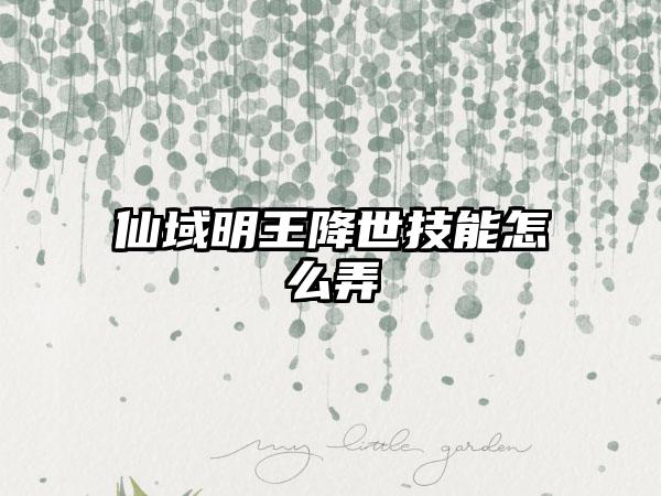 仙域明王降世技能怎么弄