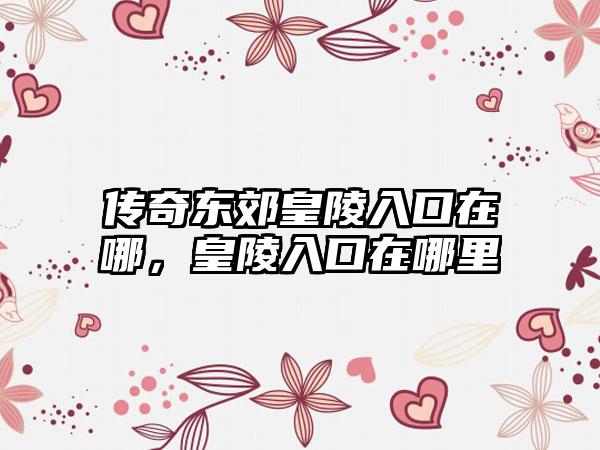 传奇东郊皇陵入口在哪，皇陵入口在哪里