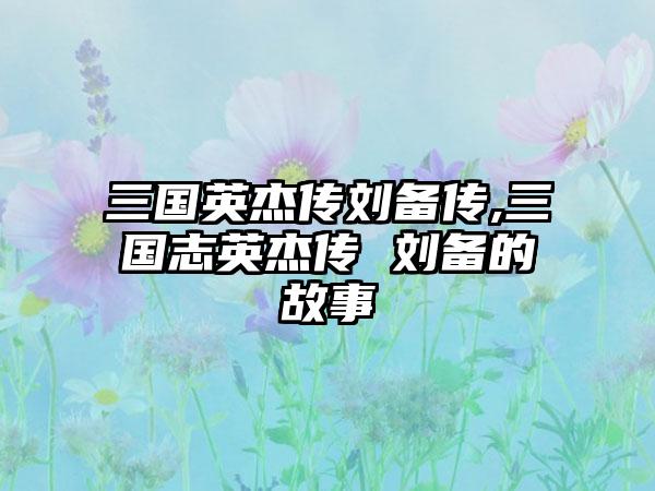 三国英杰传刘备传,三国志英杰传 刘备的故事