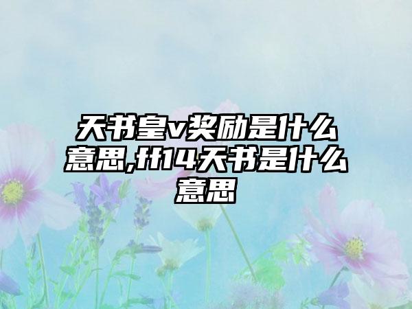 天书皇v奖励是什么意思,ff14天书是什么意思