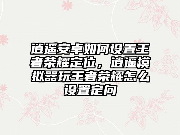 逍遥安卓如何设置王者荣耀定位，逍遥模拟器玩王者荣耀怎么设置定向