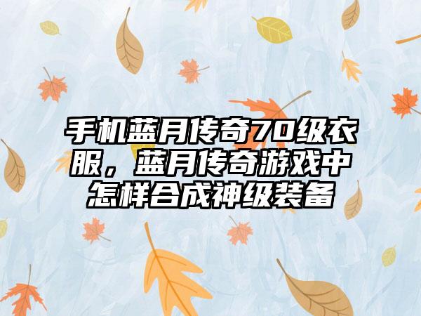 手机蓝月传奇70级衣服，蓝月传奇游戏中怎样合成神级装备