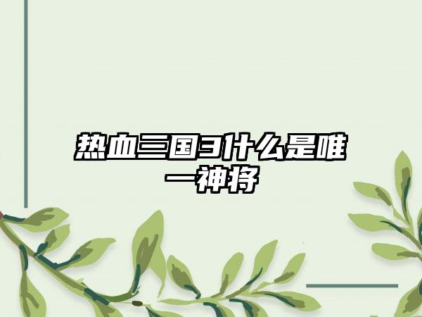 热血三国3什么是唯一神将