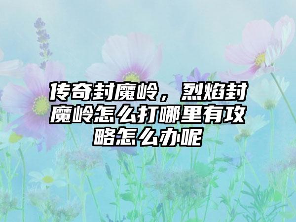 传奇封魔岭，烈焰封魔岭怎么打哪里有攻略怎么办呢