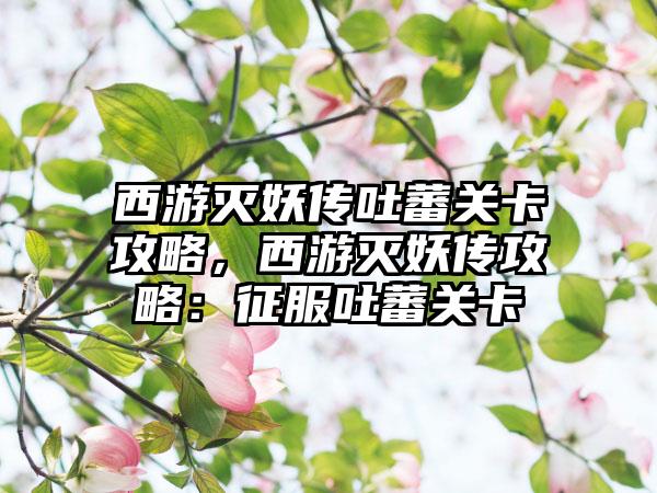 西游灭妖传吐蕃关卡攻略，西游灭妖传攻略：征服吐蕃关卡