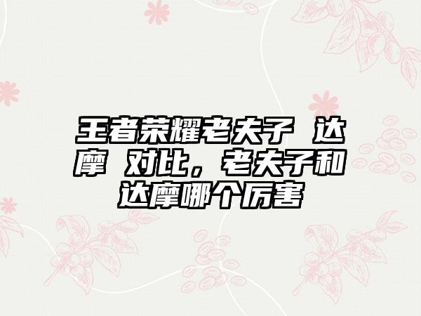 王者荣耀老夫子 达摩 对比，老夫子和达摩哪个厉害