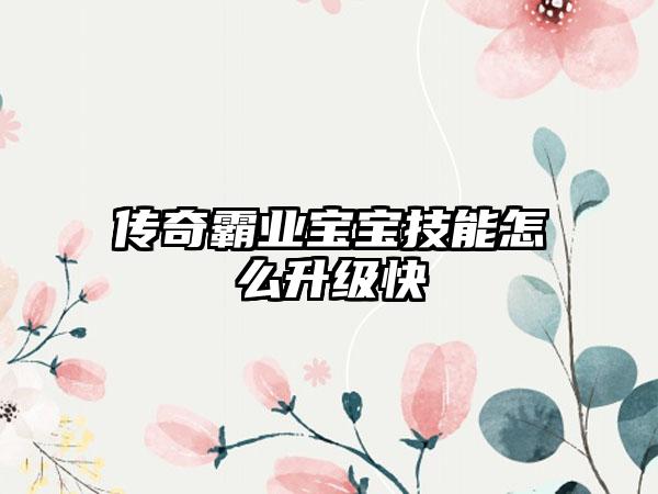 传奇霸业宝宝技能怎么升级快