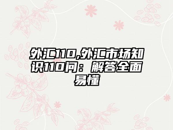 外汇110,外汇市场知识110问：解答全面易懂