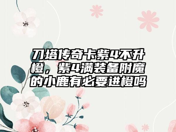 刀塔传奇卡紫4不升橙，紫4满装备附魔的小鹿有必要进橙吗