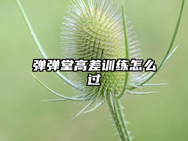 弹弹堂高差训练怎么过